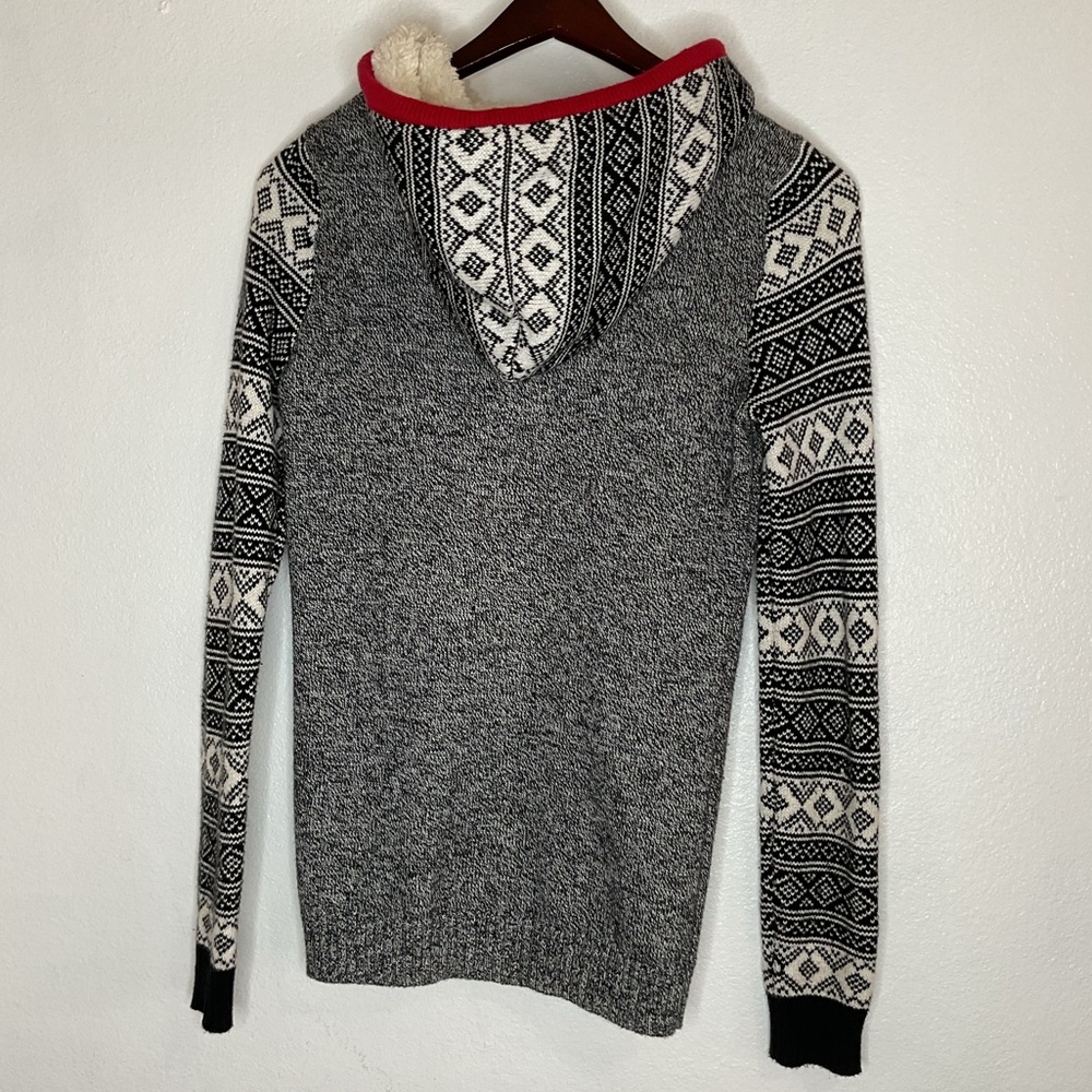 Nordic Fair Isle Zip Up Hoodie Cardigan Sweater - Picture 6 of 16